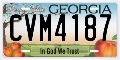 GA license plate CVM4187