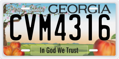 GA license plate CVM4316