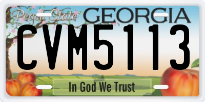 GA license plate CVM5113