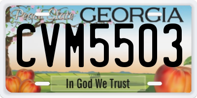 GA license plate CVM5503