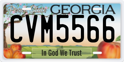 GA license plate CVM5566