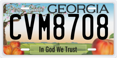 GA license plate CVM8708