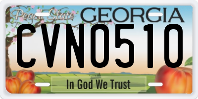GA license plate CVN0510