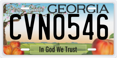 GA license plate CVN0546
