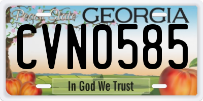 GA license plate CVN0585
