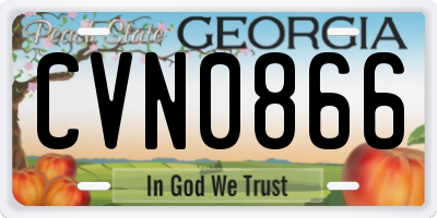 GA license plate CVN0866