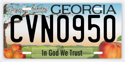 GA license plate CVN0950