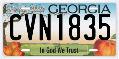 GA license plate CVN1835