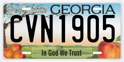 GA license plate CVN1905