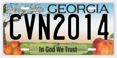 GA license plate CVN2014
