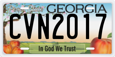 GA license plate CVN2017