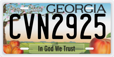 GA license plate CVN2925