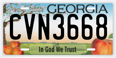 GA license plate CVN3668