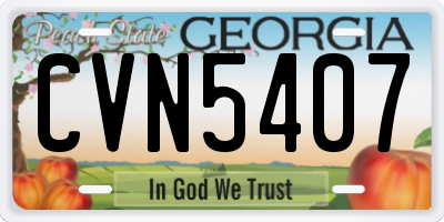 GA license plate CVN5407