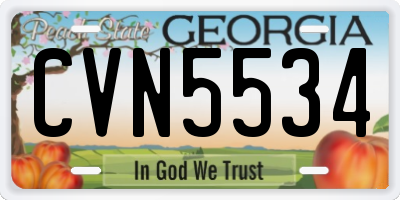 GA license plate CVN5534