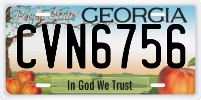 GA license plate CVN6756