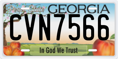 GA license plate CVN7566