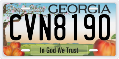 GA license plate CVN8190