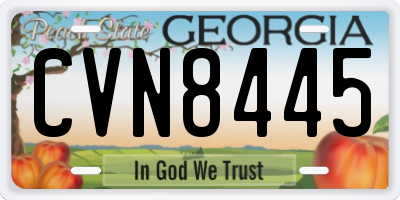 GA license plate CVN8445
