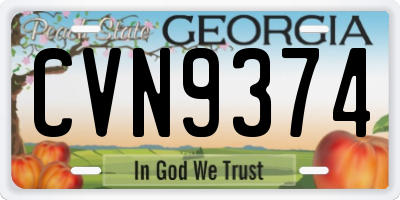 GA license plate CVN9374