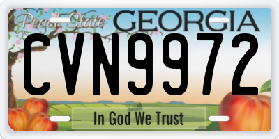 GA license plate CVN9972