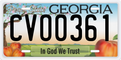 GA license plate CVO0361