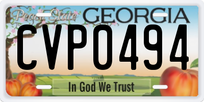 GA license plate CVP0494