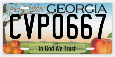 GA license plate CVP0667