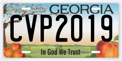GA license plate CVP2019