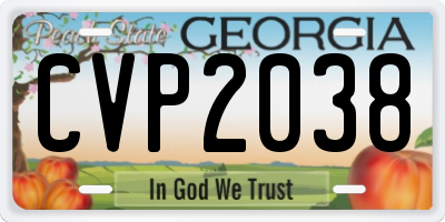 GA license plate CVP2038