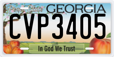 GA license plate CVP3405
