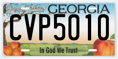 GA license plate CVP5010