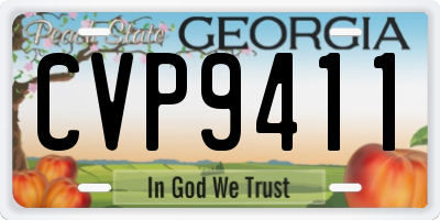 GA license plate CVP9411