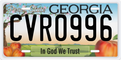 GA license plate CVR0996