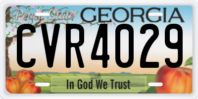 GA license plate CVR4029