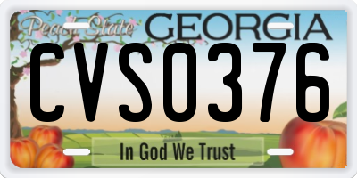 GA license plate CVS0376