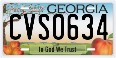 GA license plate CVS0634