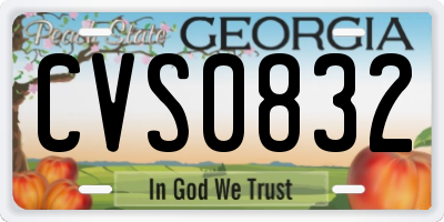 GA license plate CVS0832