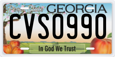 GA license plate CVS0990