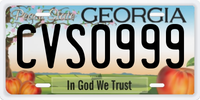 GA license plate CVS0999