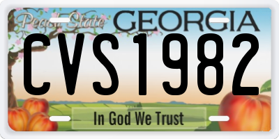 GA license plate CVS1982