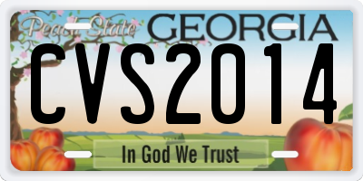 GA license plate CVS2014