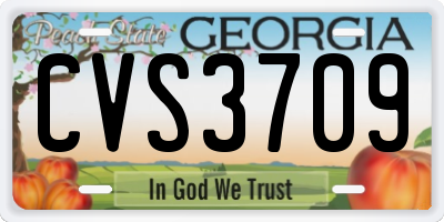 GA license plate CVS3709