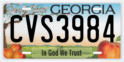 GA license plate CVS3984