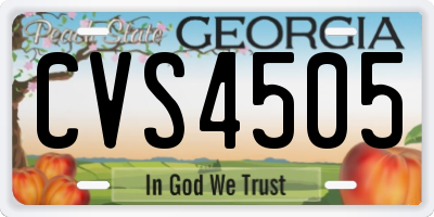 GA license plate CVS4505