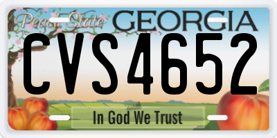 GA license plate CVS4652