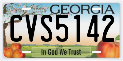 GA license plate CVS5142