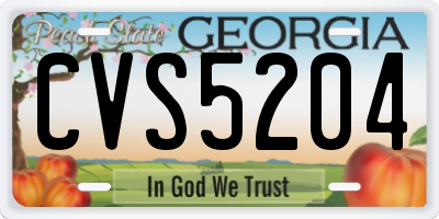 GA license plate CVS5204