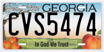 GA license plate CVS5474