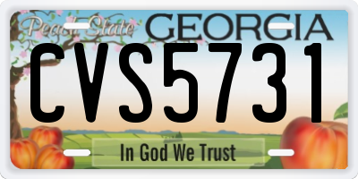 GA license plate CVS5731